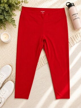 Old Navy Red High-Waist Performance Leggings CloudComfy